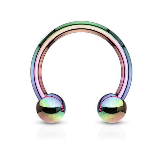 Rainbow Titanium IP over Steel Horseshoe - SkinKandy | Body Jewellery & Piercing Online Australia