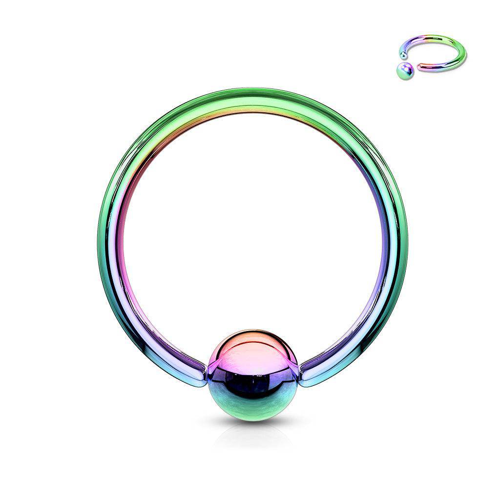 Rainbow Titanium Ion Plated over Steel Ball Closure Ring - SkinKandy | Body Jewellery & Piercing Online Australia