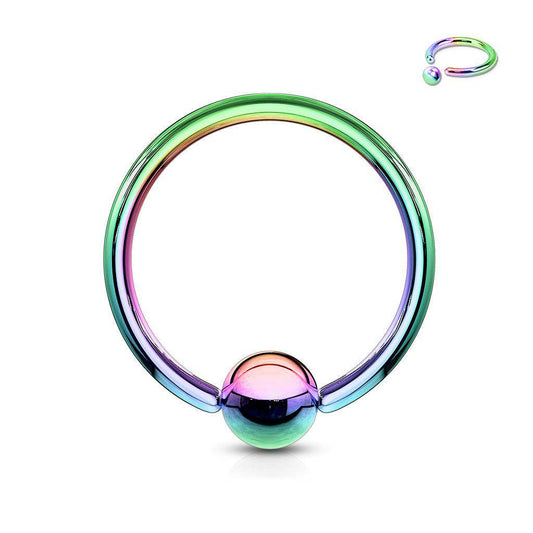 Rainbow Titanium Ion Plated over Steel Ball Closure Ring - SkinKandy | Body Jewellery & Piercing Online Australia