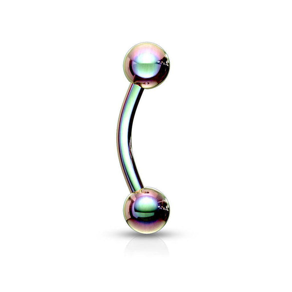 Rainbow Titanium Over Steel Curved Barbell