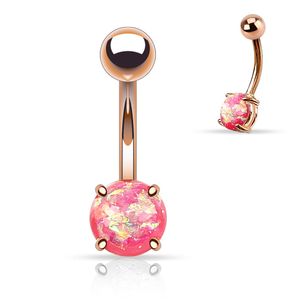Opal Glitter Rose Gold Belly Bar - SkinKandy | Body Jewellery & Piercing Online Australia