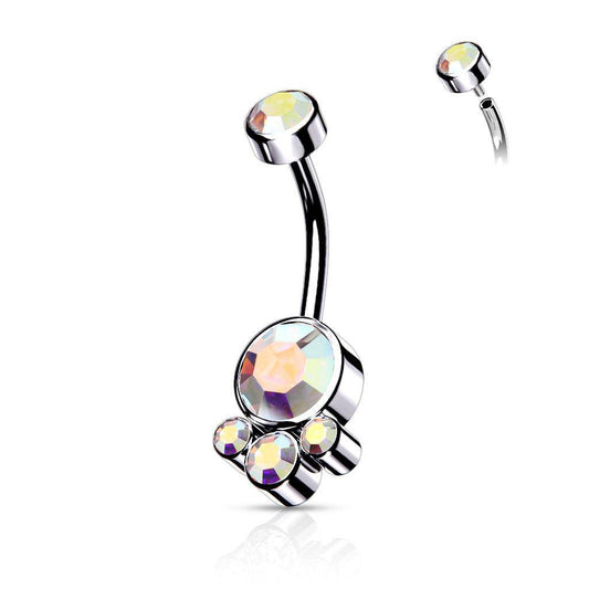Aurora Borealis Cluster Gem Belly Ring - SkinKandy | Body Jewellery & Piercing Online Australia