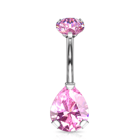 Titanium Pear Shape CZ Belly Ring