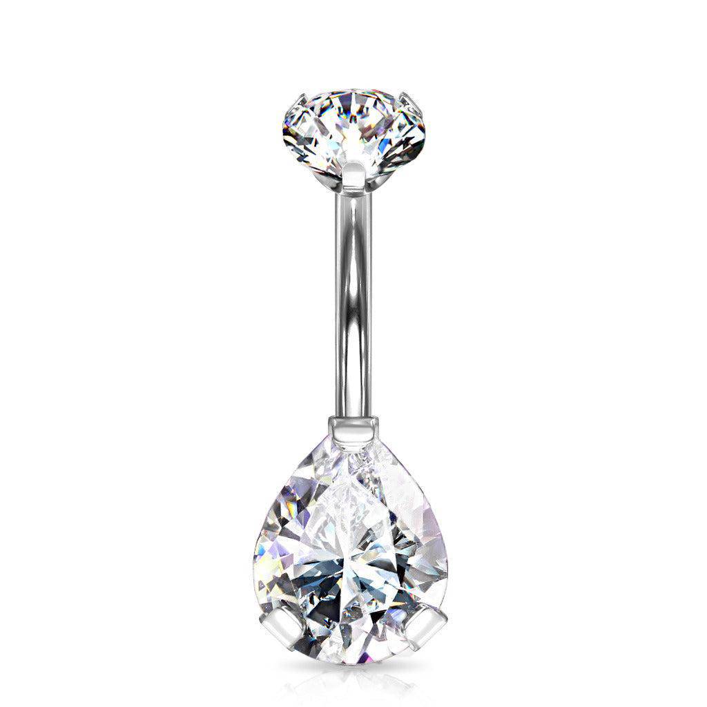 Titanium Pear Shape CZ Belly Ring - SkinKandy | Body Jewellery & Piercing Online Australia