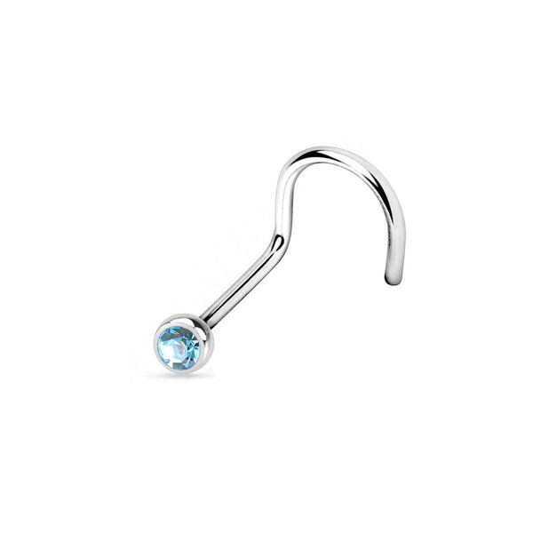 Titanium Nose Stud Twist with Deep Set CZ