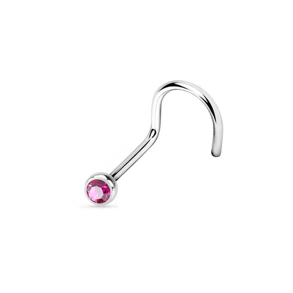Titanium Nose Stud Twist with Deep Set CZ