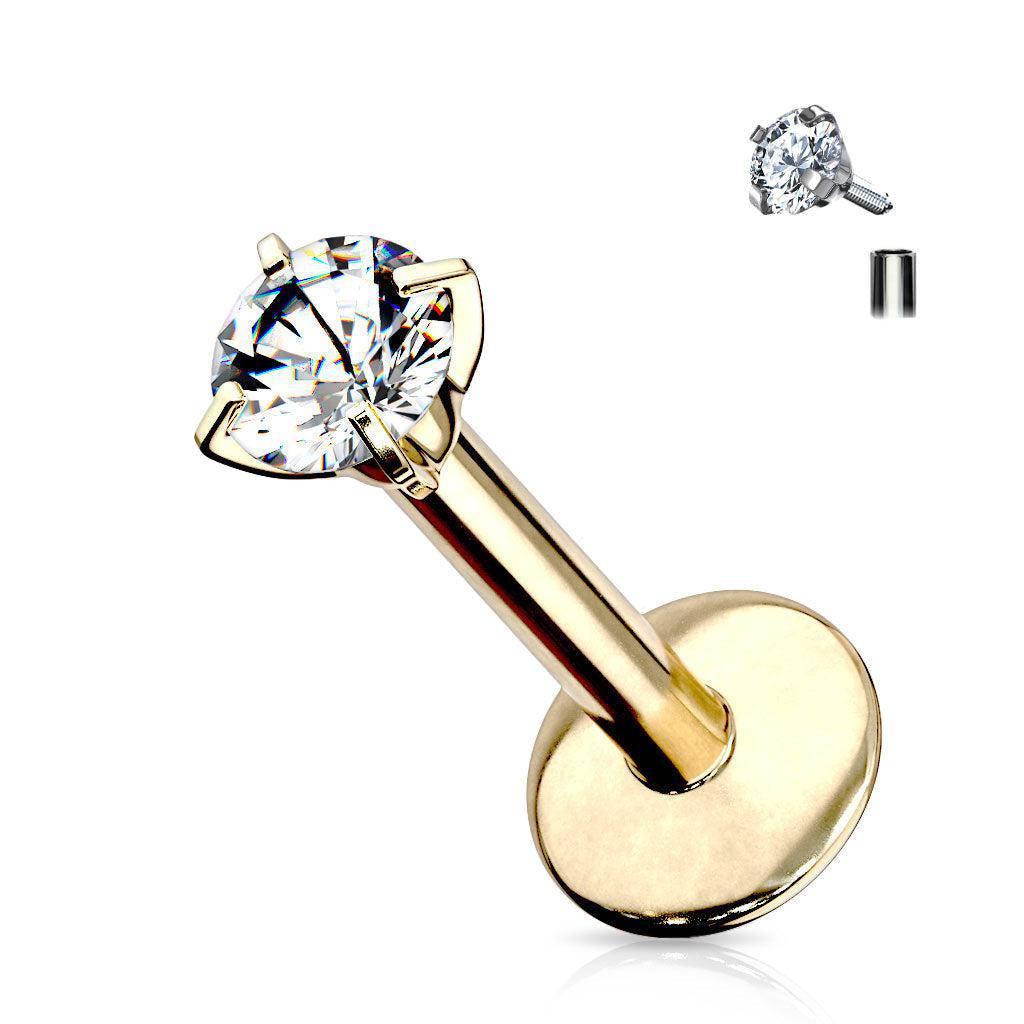 Titanium Labret Stud Internally Threaded with Gem - SkinKandy | Body Jewellery & Piercing Online Australia