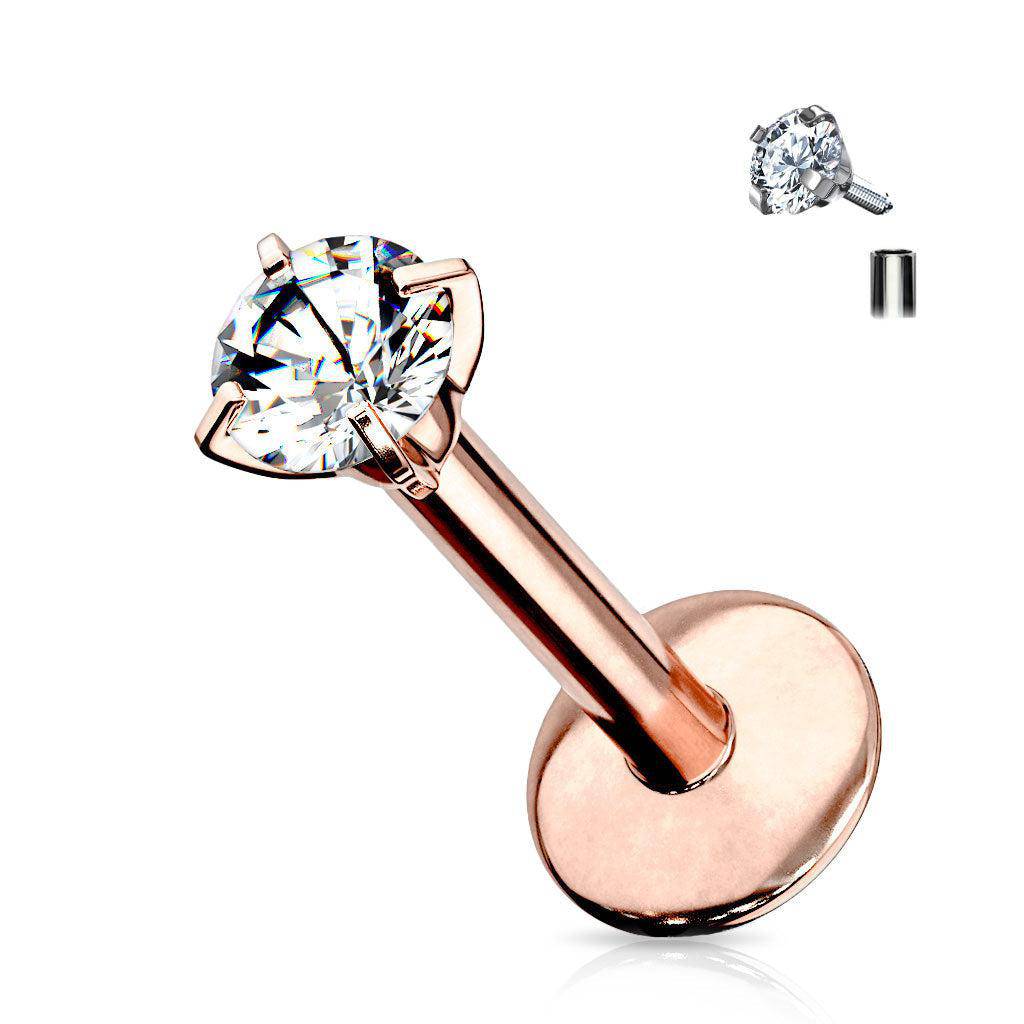 Titanium Labret Stud Internally Threaded with Gem - SkinKandy | Body Jewellery & Piercing Online Australia