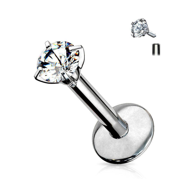 Titanium Labret Stud Internally Threaded with Gem