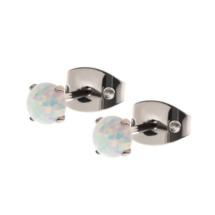 Titanium Opal Prong Set Stud Earrings - SkinKandy | Body Jewellery & Piercing Online Australia