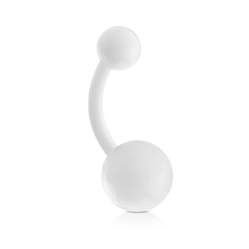 White Acrylic Bioplast Belly Bar - SkinKandy | Body Jewellery & Piercing Online Australia