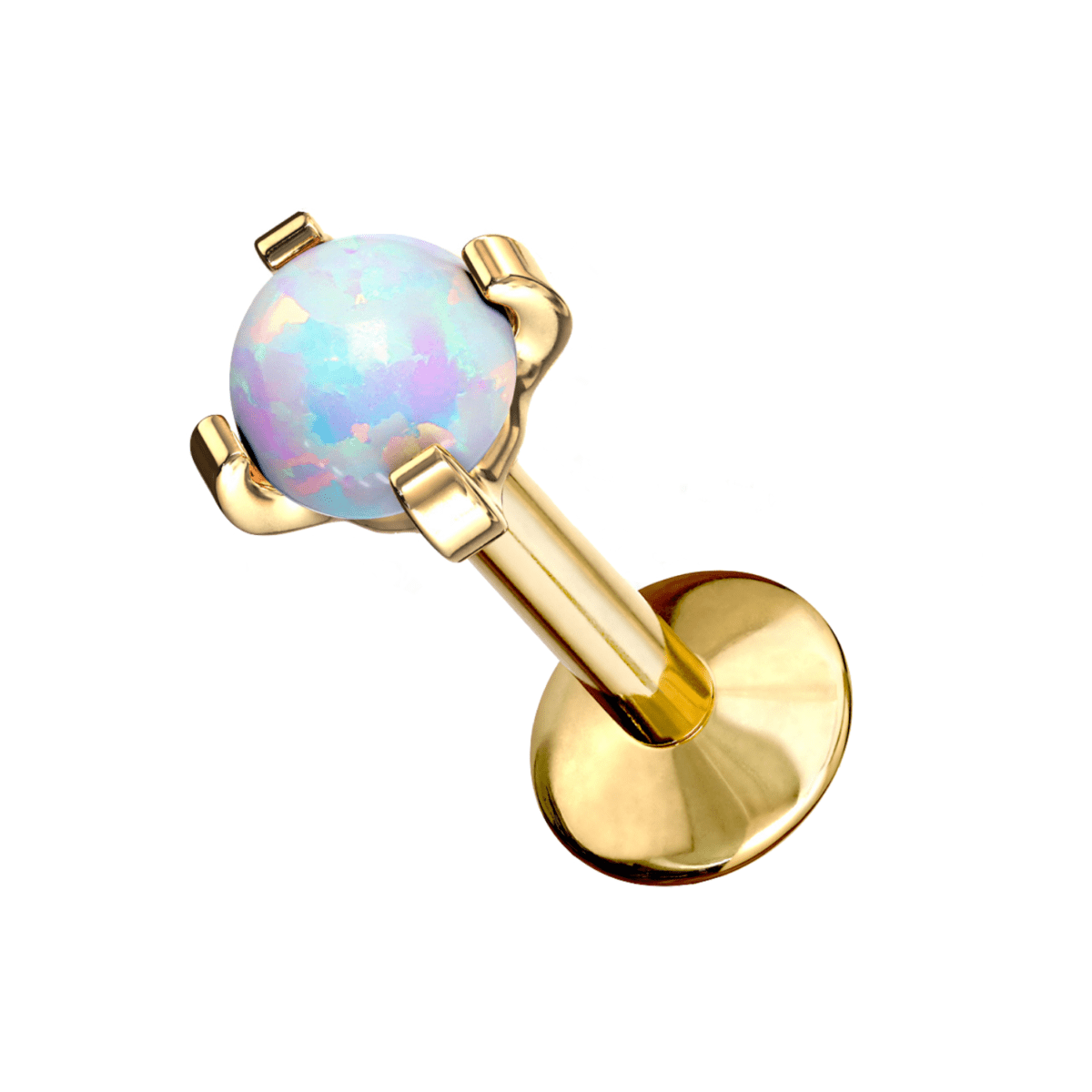 Yellow Gold Faux Opal Titanium Labret