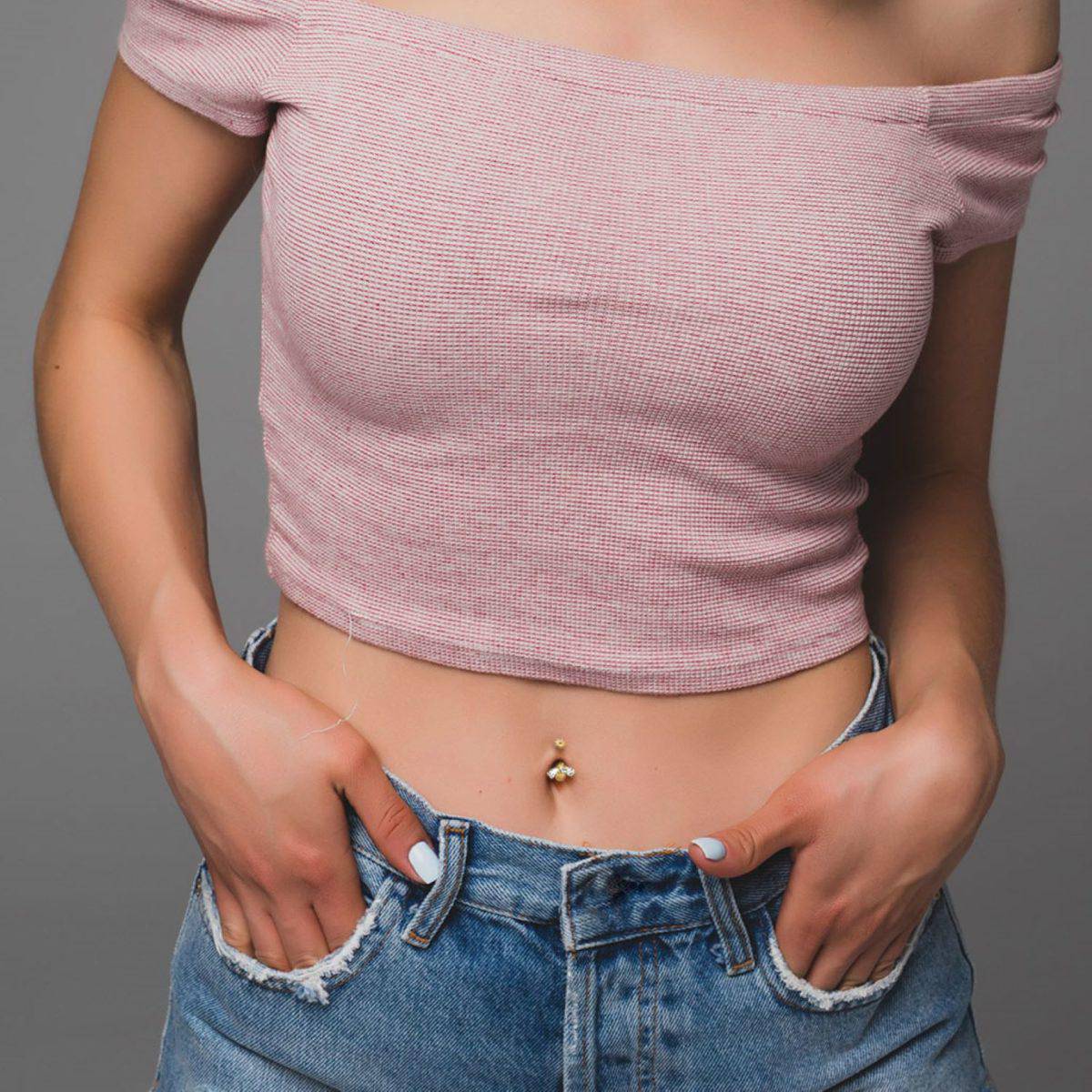 Bee with Crystal Wings Flower Top Belly Bar - SkinKandy | Body Jewellery & Piercing Online Australia