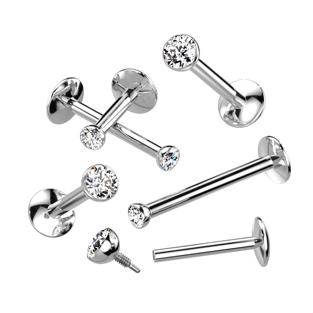 Labret Nose Stud with Titanium Featuring CZ - SkinKandy | Body Jewellery & Piercing Online Australia