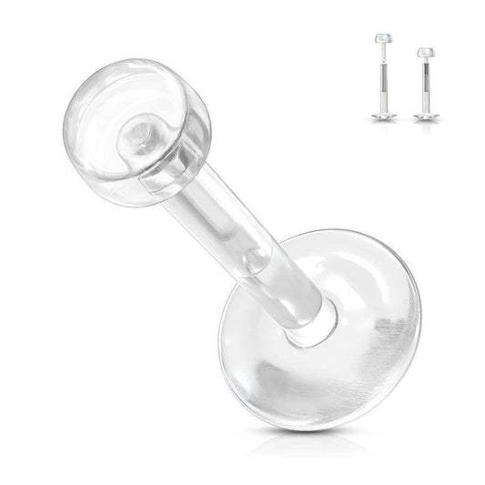 Clear Bioplast Labret Retainer with Push - In Top - SkinKandy | Body Jewellery & Piercing Online Australia