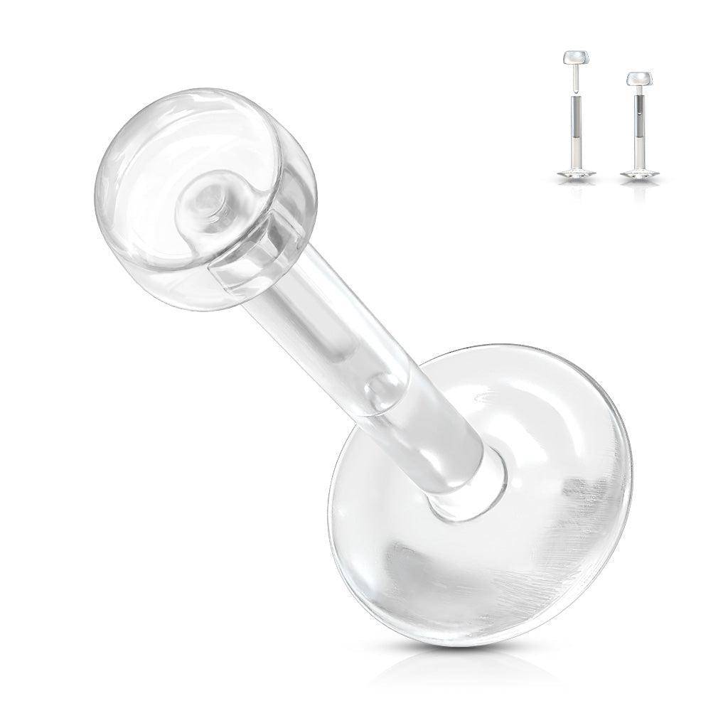 Clear Bioplast Labret Retainer with Push-In Top