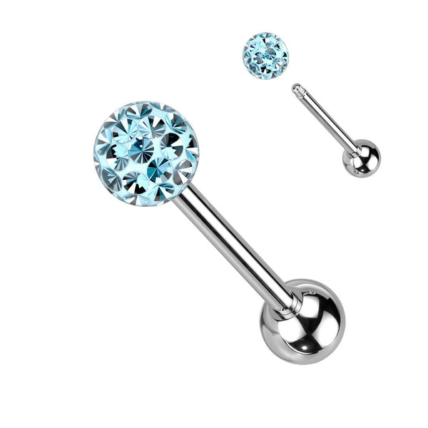 Multi Crystal Ball Top Tongue Bar