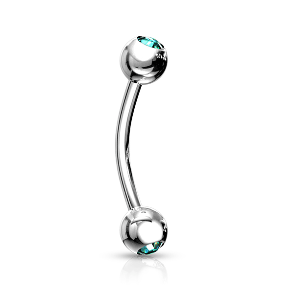 Deep Set Gem Steel Curved Barbell - SkinKandy | Body Jewellery & Piercing Online Australia