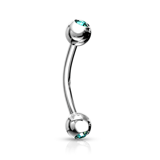 Deep Set Gem Steel Curved Barbell - SkinKandy | Body Jewellery & Piercing Online Australia