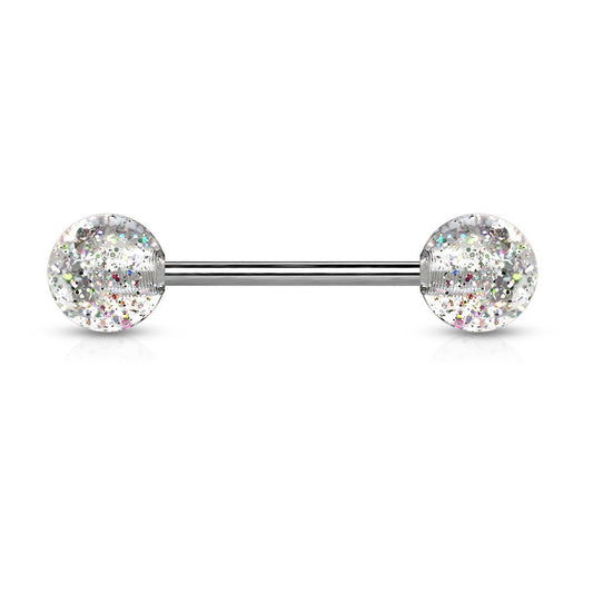 Clear Acrylic Glitter Titanium Barbell - SkinKandy | Body Jewellery & Piercing Online Australia