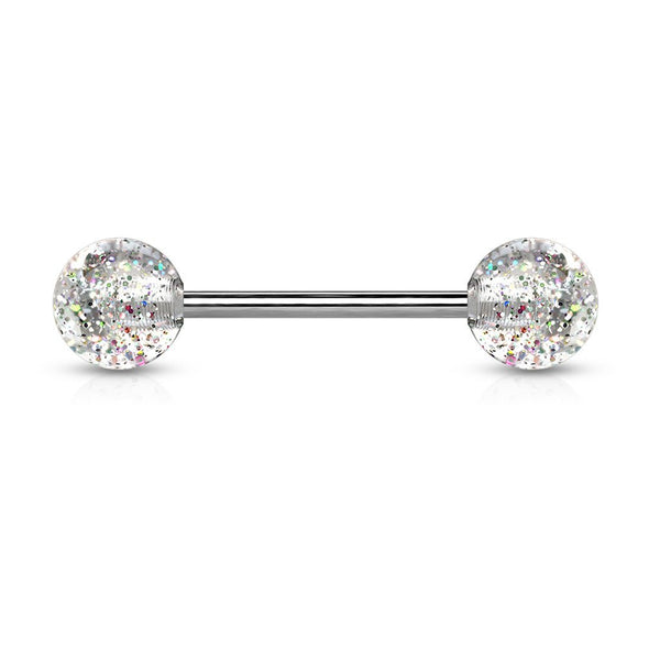 Clear Acrylic Glitter Titanium Barbell