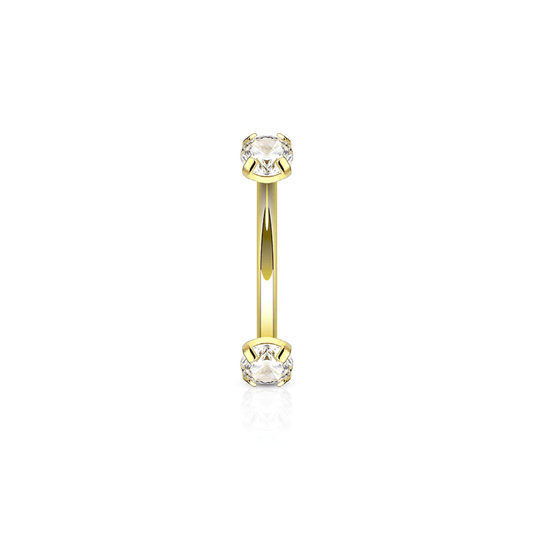 Clear Prong - Set Gem Curved Barbell - SkinKandy | Body Jewellery & Piercing Online Australia