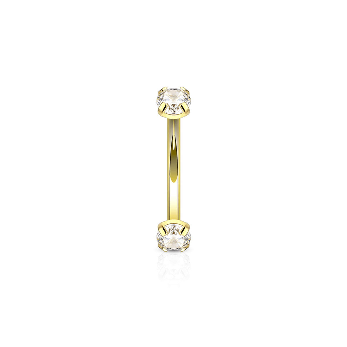Clear CZ Prong-Set Internally Threaded Curved Barbell