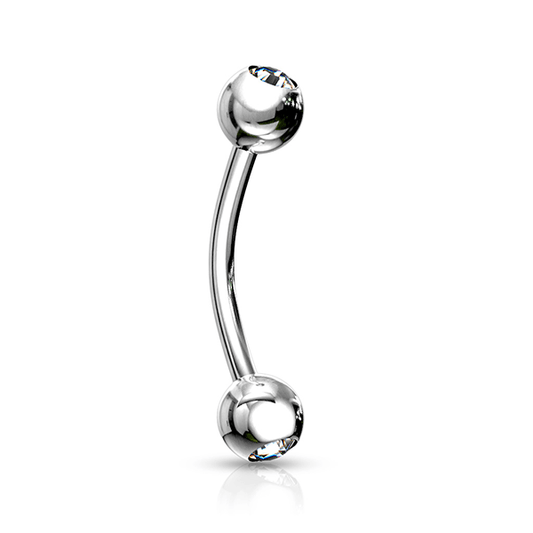 Deep Set Gem Steel Curved Barbell - SkinKandy | Body Jewellery & Piercing Online Australia