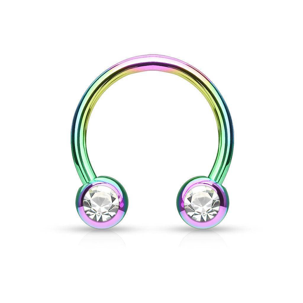 Coloured Horseshoe With Front Facing Gems - SkinKandy | Body Jewellery & Piercing Online Australia