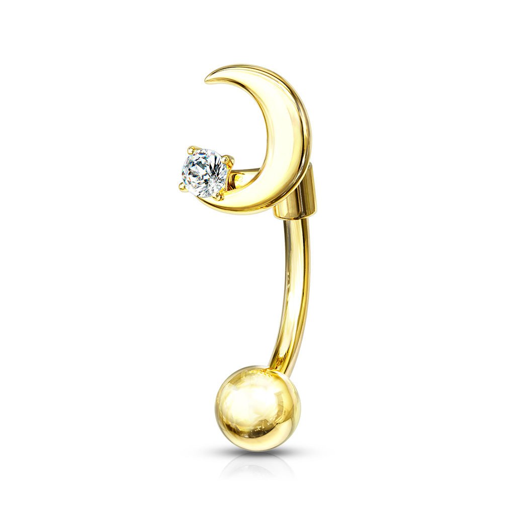 Curved Crescent Moon Barbell - SkinKandy | Body Jewellery & Piercing Online Australia
