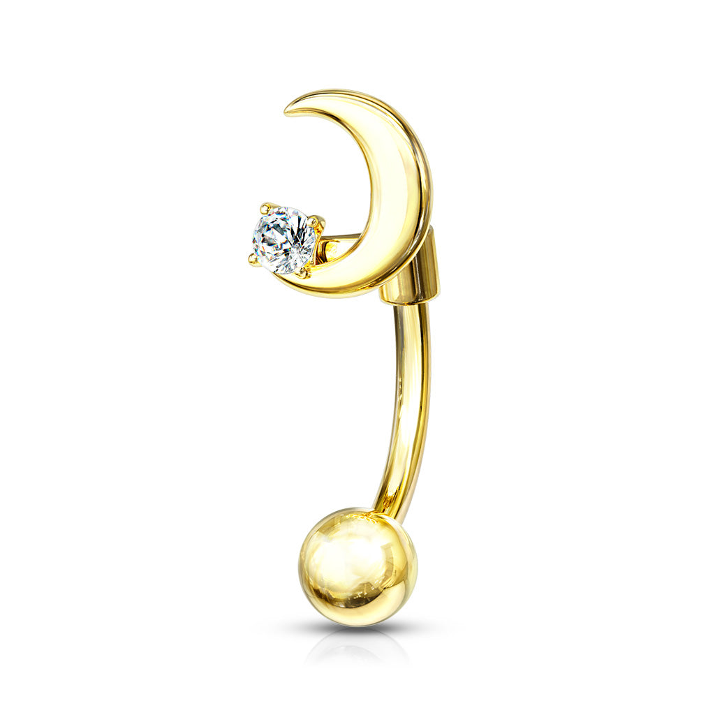 Crescent Moon Star Curved Barbell