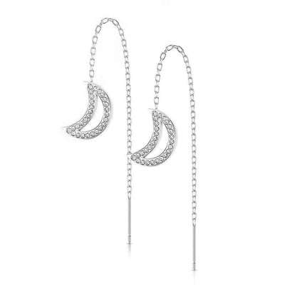 Crescent Moon Steel Threader Earrings