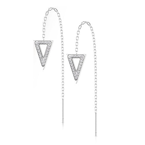 Crystal Lined Triangle Threader Earrings
