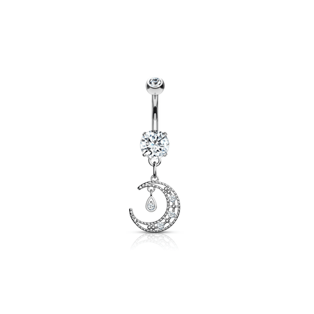 Crystal Moon Dangle Belly Bar