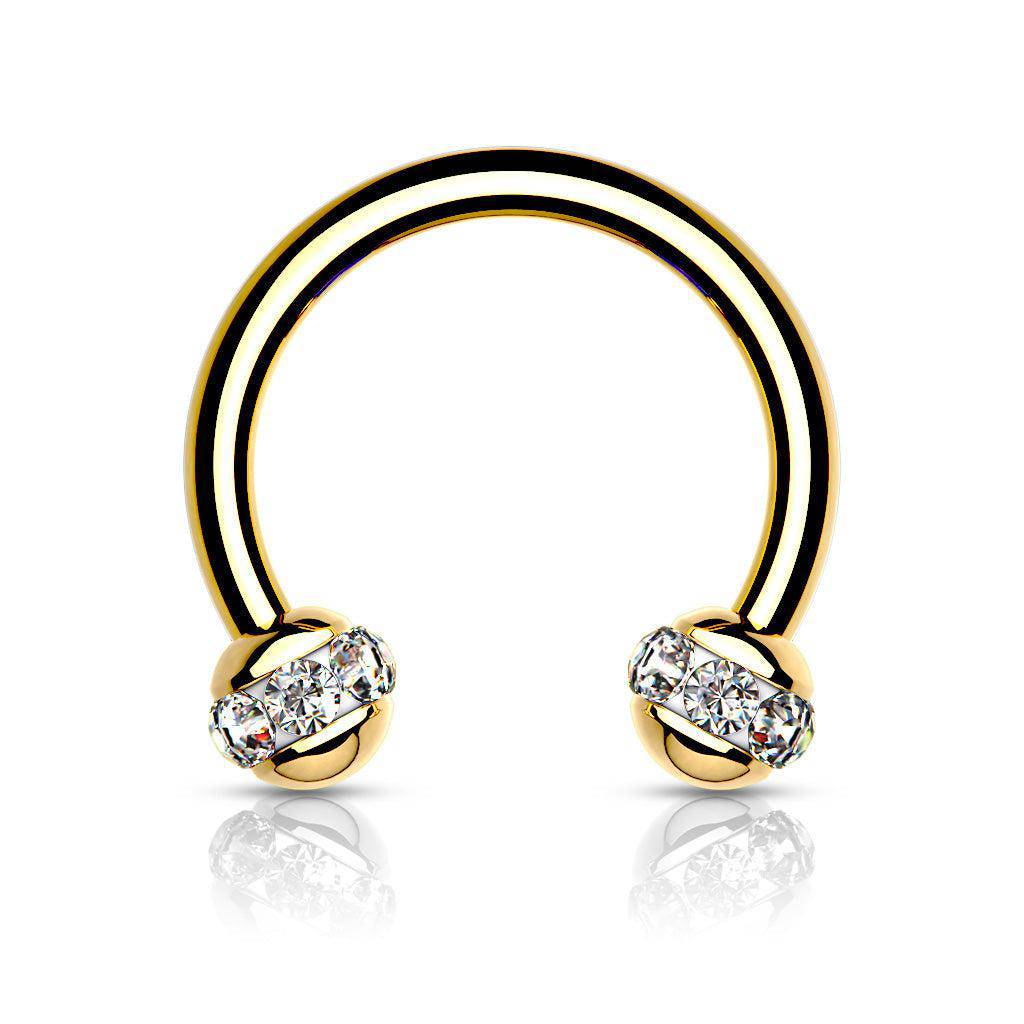 Crystal Paved Yellow Gold Horseshoe - SkinKandy | Body Jewellery & Piercing Online Australia