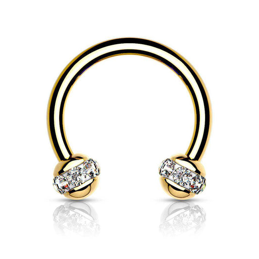 Crystal Paved Yellow Gold Horseshoe - SkinKandy | Body Jewellery & Piercing Online Australia