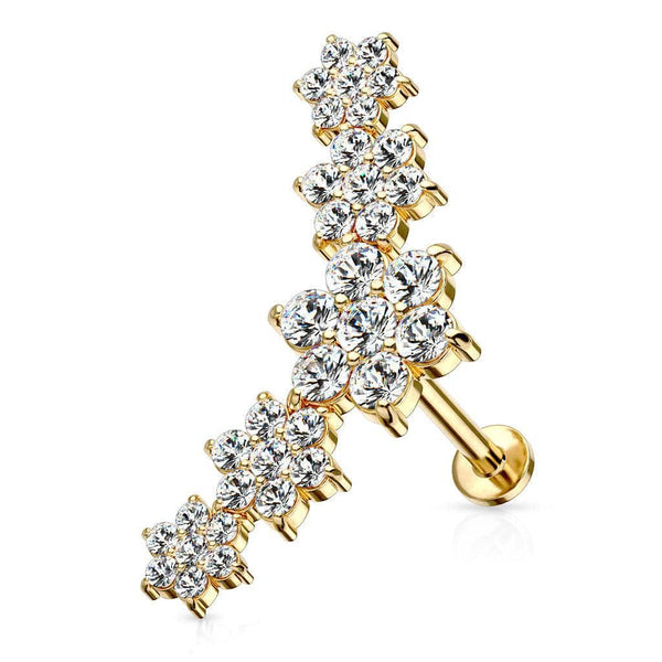 Curved Flower Top Steel Labret