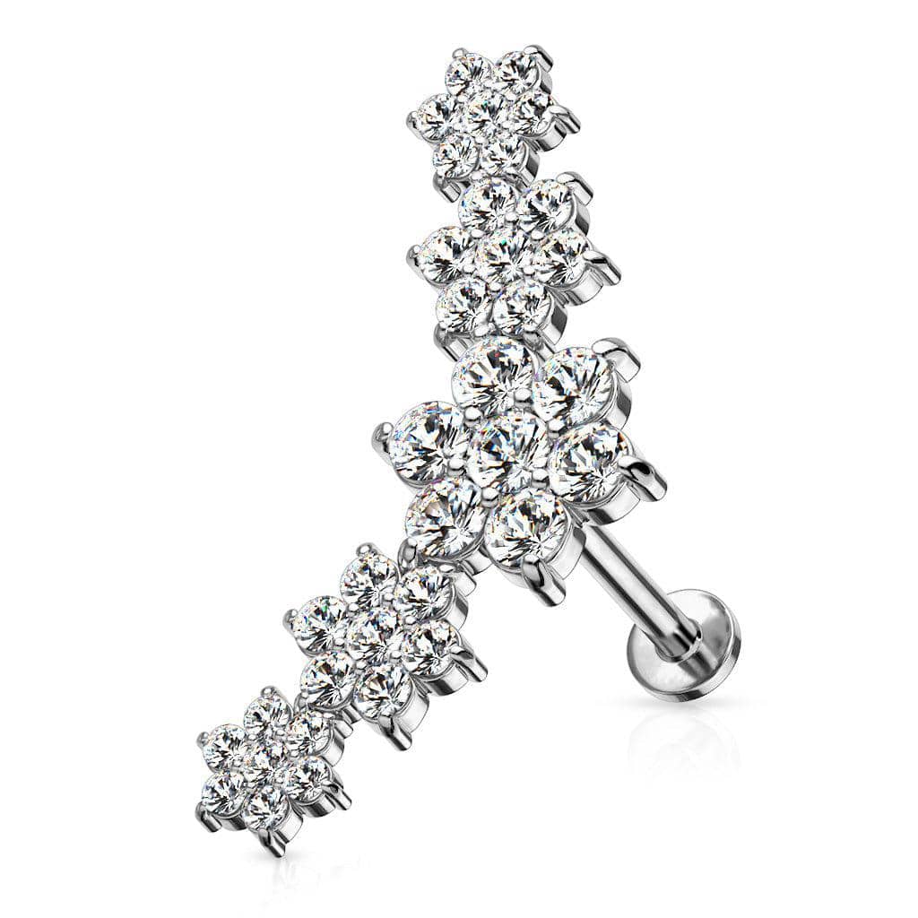 Curved Flower Top Steel Labret - SkinKandy | Body Jewellery & Piercing Online Australia