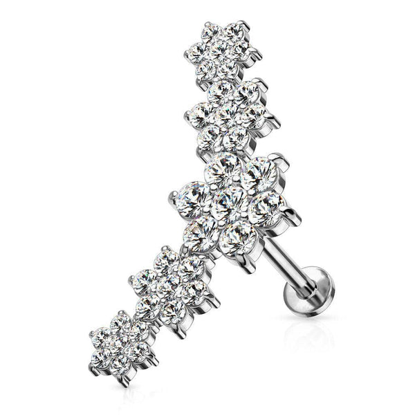 Curved Flower Top Steel Labret