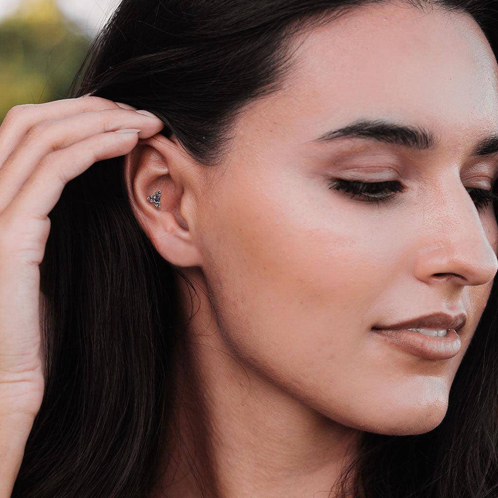 Titanium Ball Top Flatback Labret with Gem - SkinKandy | Body Jewellery & Piercing Online Australia