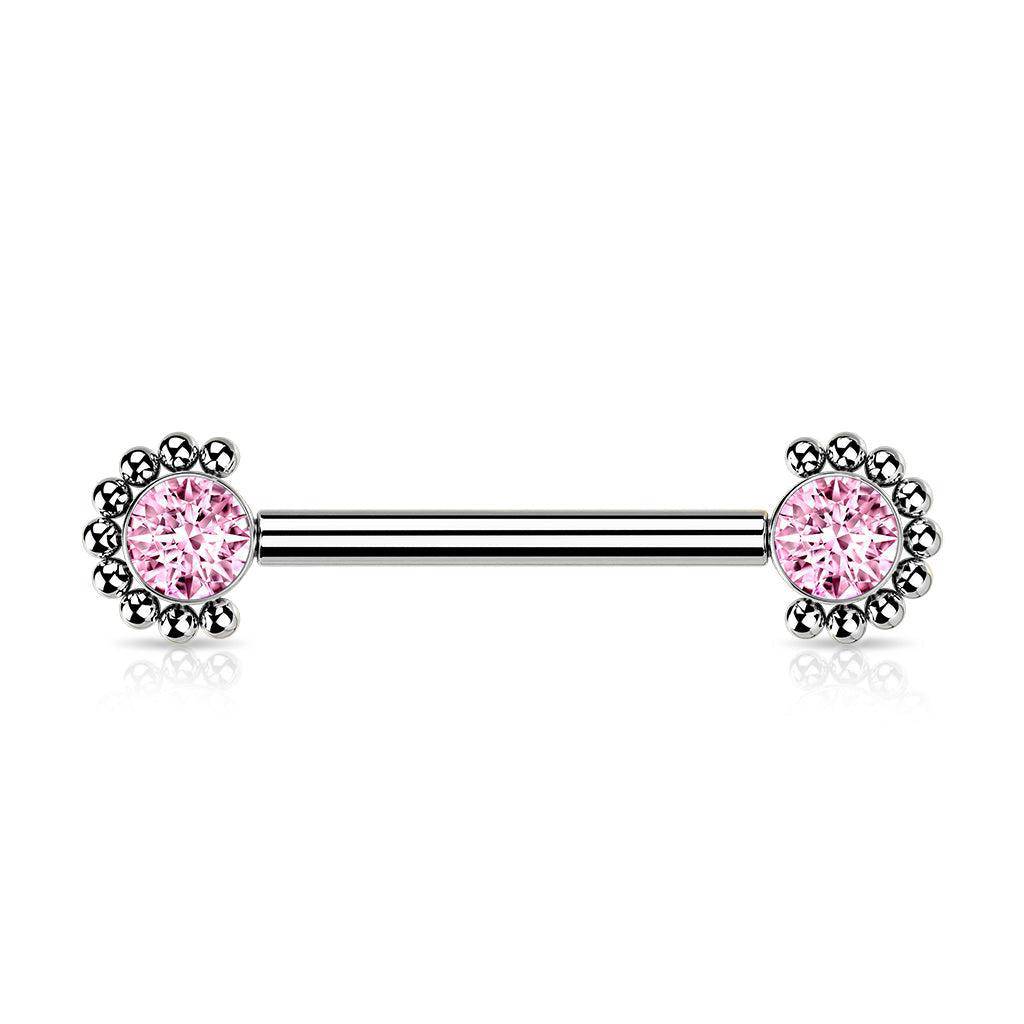 CZ Beaded Edge Titanium Nipple Bar - SkinKandy | Body Jewellery & Piercing Online Australia
