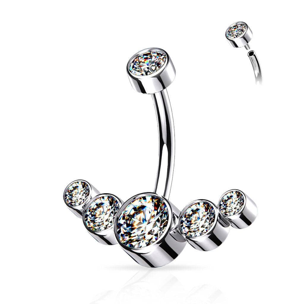Curve Gem Cluster Titanium Belly Ring - SkinKandy | Body Jewellery & Piercing Online Australia