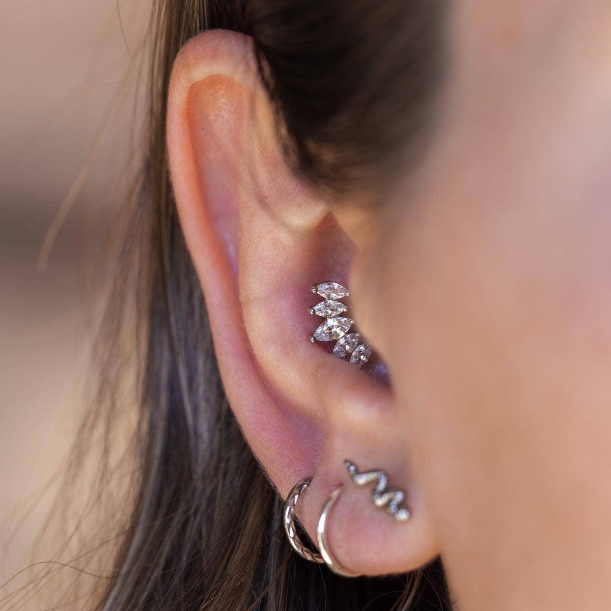 CZ Curved Top Internally Threaded Steel Labret - SkinKandy | Body Jewellery & Piercing Online Australia