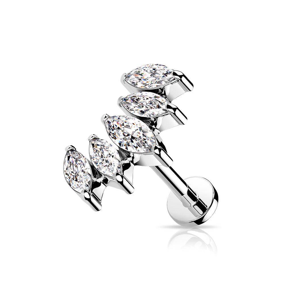 CZ Curved Top Internally Threaded Steel Labret - SkinKandy | Body Jewellery & Piercing Online Australia