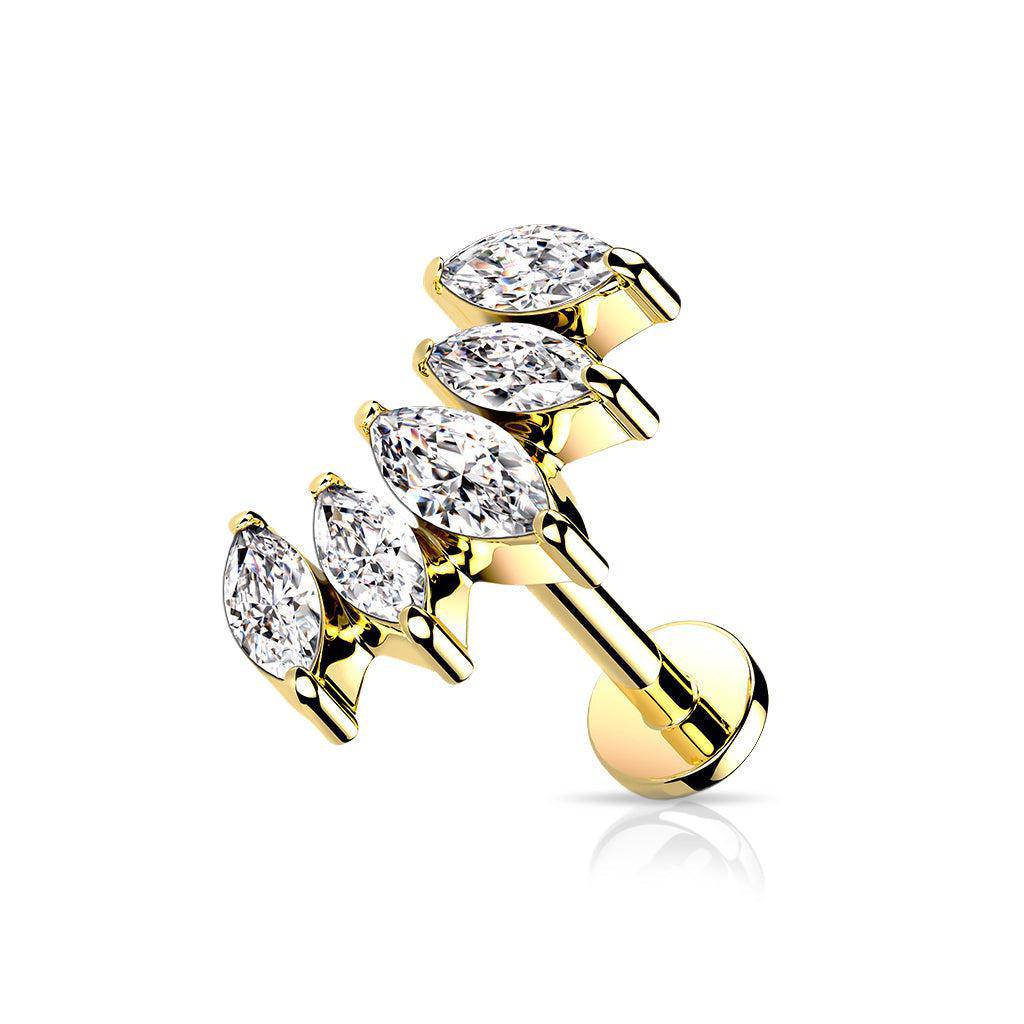 CZ Curved Top Internally Threaded Steel Labret - SkinKandy | Body Jewellery & Piercing Online Australia