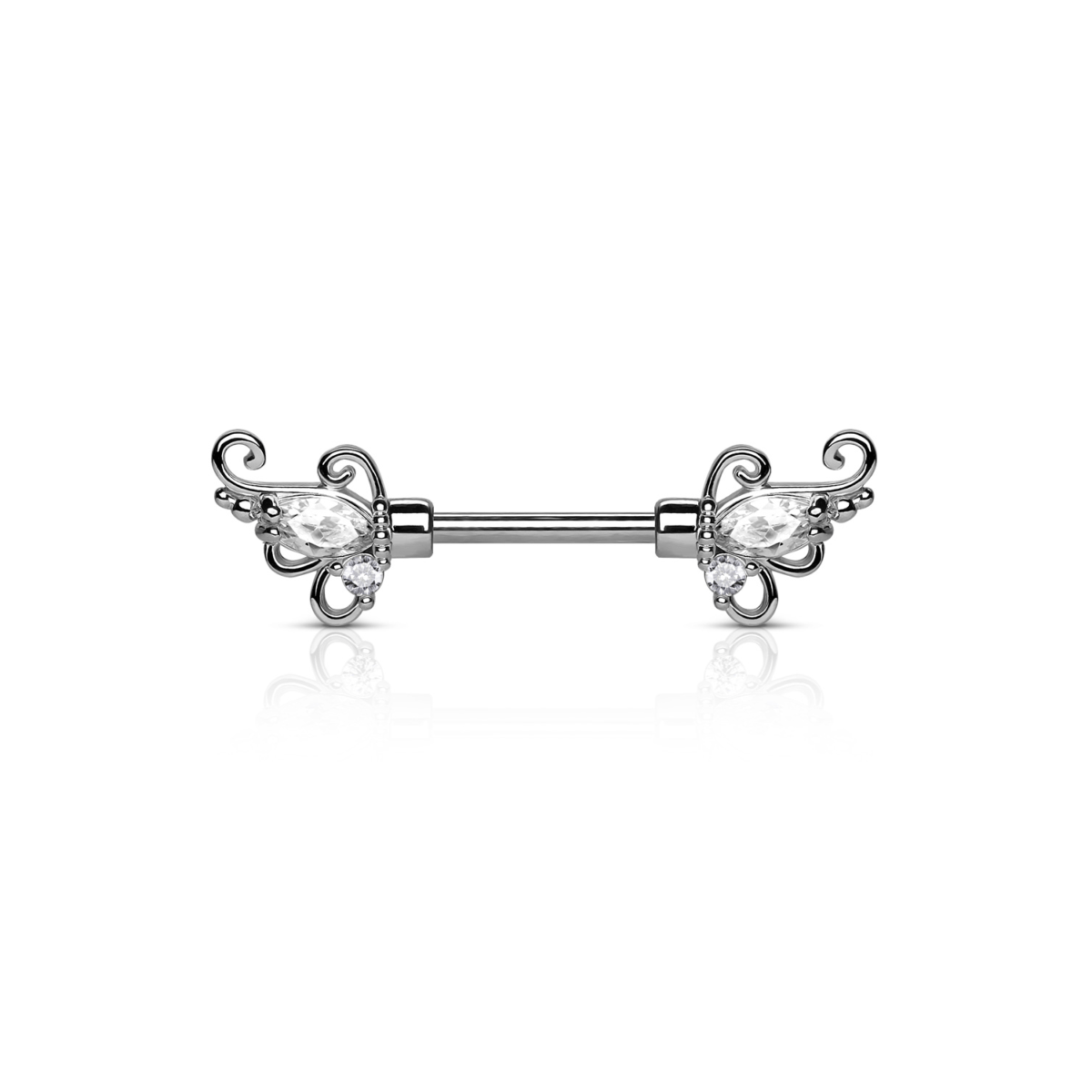 Floral Filigree Ends Steel Nipple Barbell - SkinKandy | Body Jewellery & Piercing Online Australia