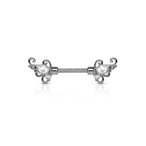 Floral Filigree Ends Steel Nipple Barbell