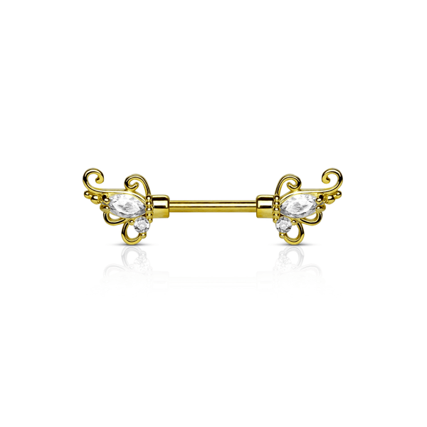 Floral Filigree Ends Steel Nipple Barbell