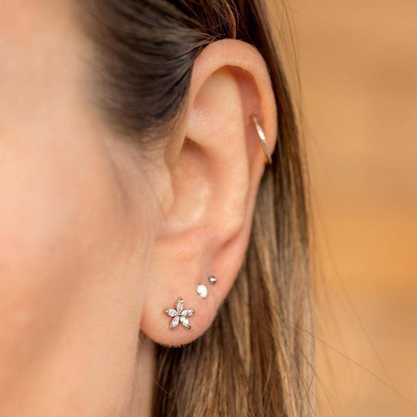 CZ Flower Steel Stud Earrings - SkinKandy | Body Jewellery & Piercing Online Australia