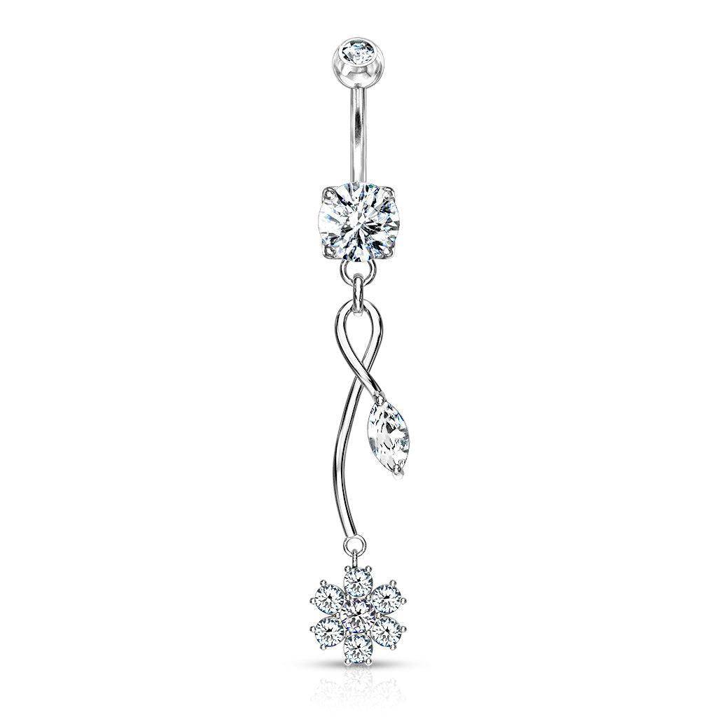Flower Gem Vine Dangle Belly Ring - SkinKandy | Body Jewellery & Piercing Online Australia